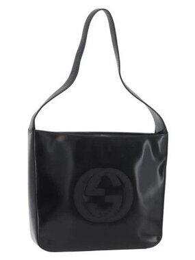 GUCCI Shoulder Bag Patent leather Black Silver 000 0506 1013 Auth bs34922